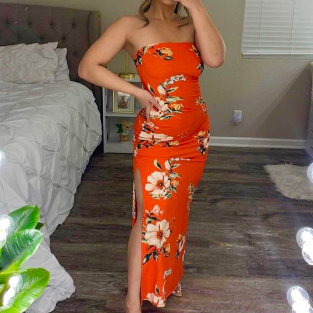 Strapless Tropical Dress